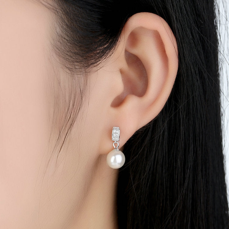 Drop Earrings Fine Jewelry Female Drop Earrings with Pearls Earrings 925 Sterling Silver Jewelry Mother's Day Gift